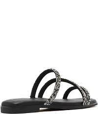 FRANKIE4 Remy Crystal Asymmetrical Square Toe Slide Sandals