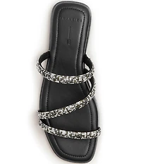 FRANKIE4 Remy Crystal Asymmetrical Square Toe Slide Sandals