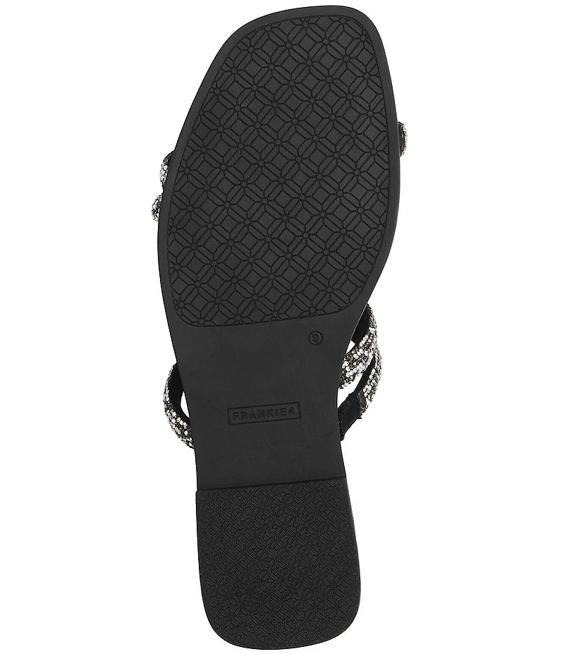 FRANKIE4 Remy Crystal Asymmetrical Square Toe Slide Sandals