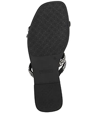 FRANKIE4 Remy Crystal Asymmetrical Square Toe Slide Sandals