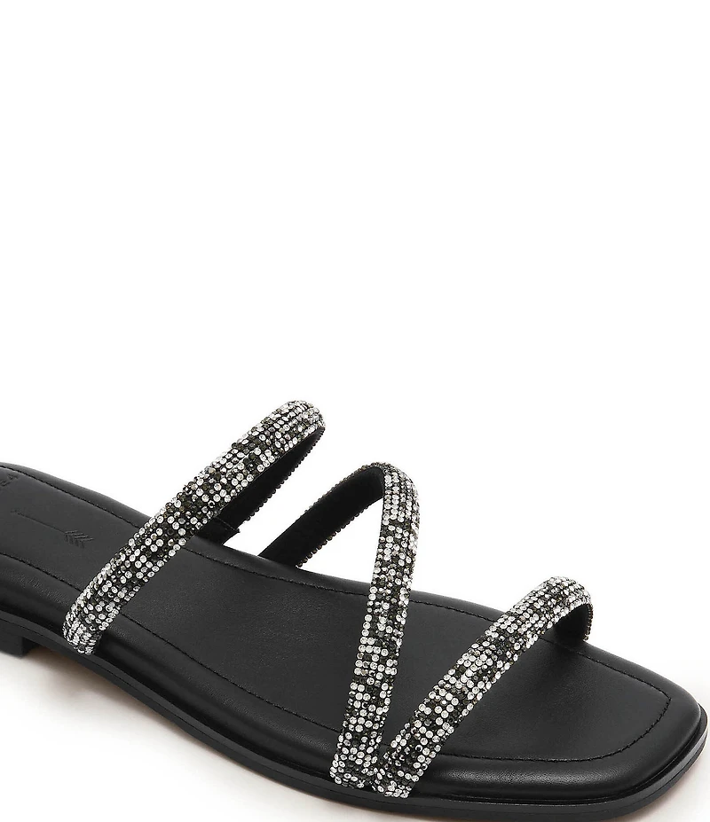 FRANKIE4 Remy Crystal Asymmetrical Square Toe Slide Sandals