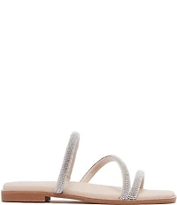 FRANKIE4 Remy Crystal Asymmetrical Square Toe Slide Sandals