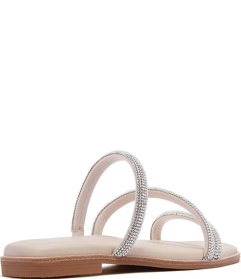 FRANKIE4 Remy Crystal Asymmetrical Square Toe Slide Sandals