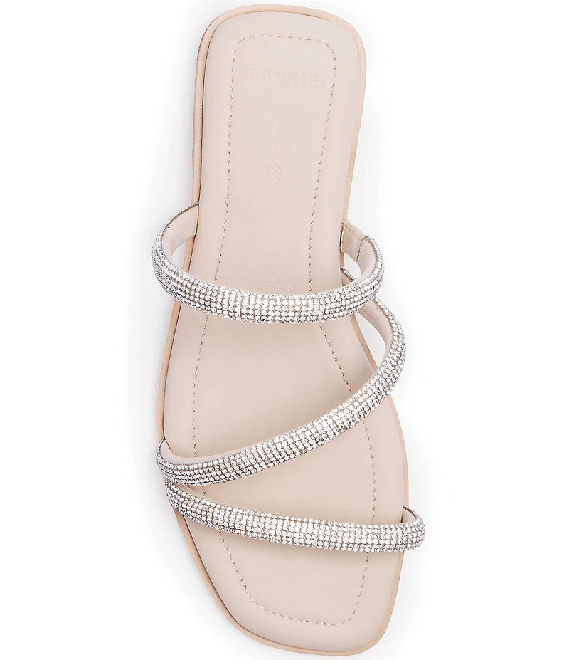 FRANKIE4 Remy Crystal Asymmetrical Square Toe Slide Sandals