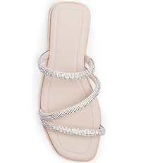 FRANKIE4 Remy Crystal Asymmetrical Square Toe Slide Sandals