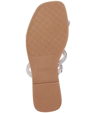 FRANKIE4 Remy Crystal Asymmetrical Square Toe Slide Sandals