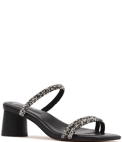 FRANKIE4 Robbie Crystal Embellished Block Heel Dress Sandals