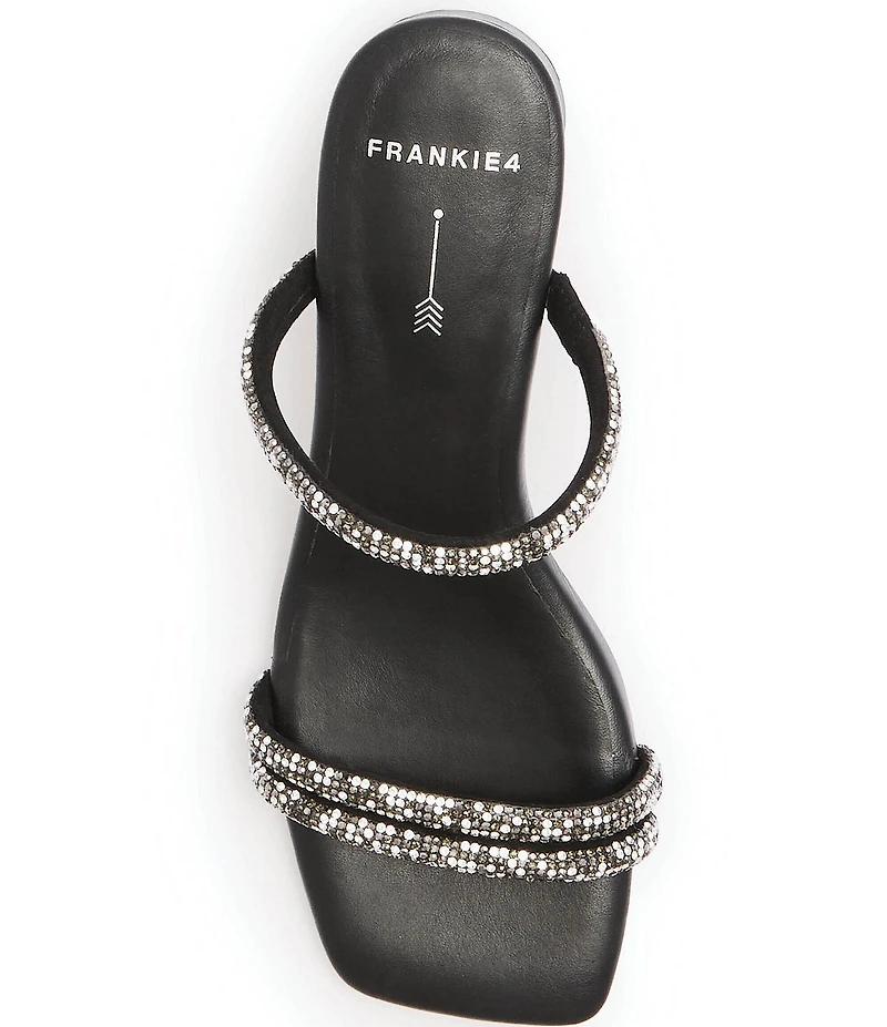 FRANKIE4 Robbie Crystal Embellished Block Heel Dress Sandals