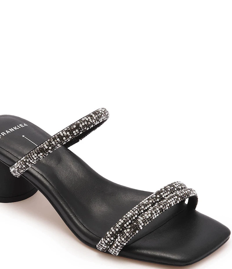 FRANKIE4 Robbie Crystal Embellished Block Heel Dress Sandals