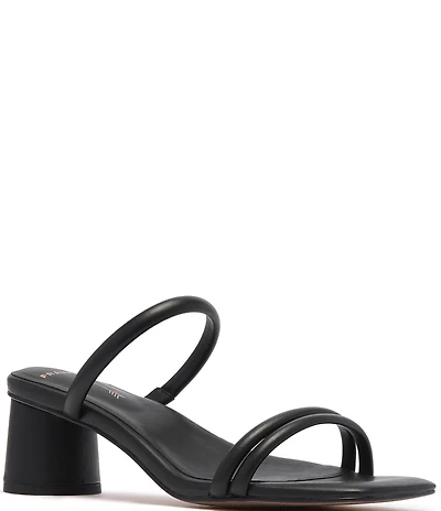 FRANKIE4 Robbie Leather Square Toe Block Heel Slide Sandals