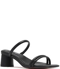 FRANKIE4 Robbie Leather Square Toe Block Heel Slide Sandals