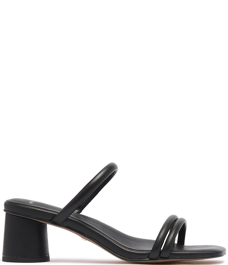 FRANKIE4 Robbie Leather Square Toe Block Heel Slide Sandals
