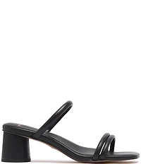 FRANKIE4 Robbie Leather Square Toe Block Heel Slide Sandals