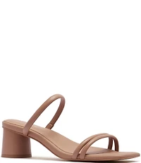 FRANKIE4 Robbie Leather Square Toe Block Heel Slide Sandals