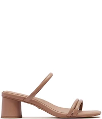 FRANKIE4 Robbie Leather Square Toe Block Heel Slide Sandals