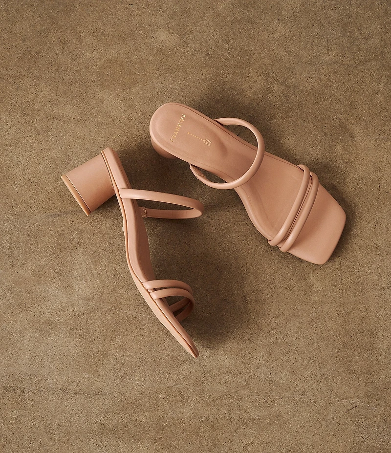 FRANKIE4 Robbie Leather Square Toe Block Heel Slide Sandals