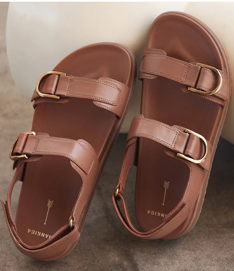FRANKIE4 Thompson II Banded Hook-and-Loop Footbed Leather Sandals