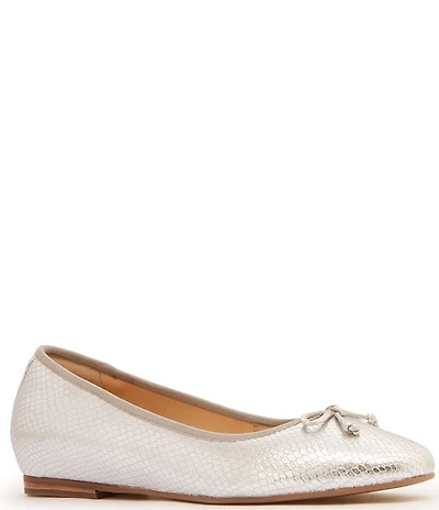FRANKIE4 Trinity Snake Embossed Metallic Leather Bow Ballet Flats