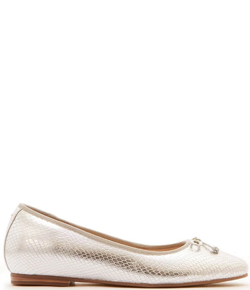 FRANKIE4 Trinity Snake Embossed Metallic Leather Bow Ballet Flats