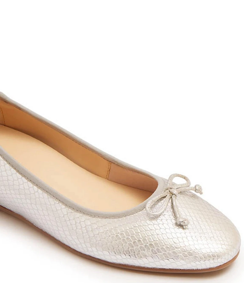 FRANKIE4 Trinity Snake Embossed Metallic Leather Bow Ballet Flats