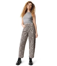 FRAYED Jeans Barrel Animal Printed 5-Pocket Jeans