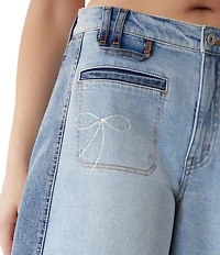 FRAYED Jeans High Rise Color Block Barrel Jeans