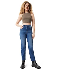 FRAYED Jeans High Rise Straight Leg Jeans