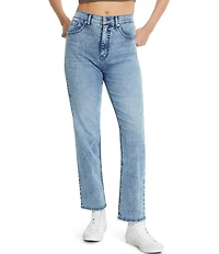 FRAYED Jeans High Rise Straight Leg Jeans