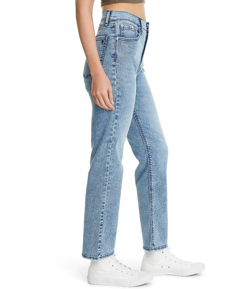 FRAYED Jeans High Rise Straight Leg Jeans