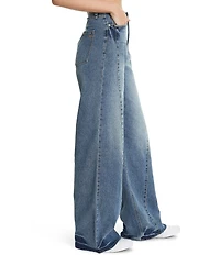 FRAYED Jeans Mid Rise Wide Leg Seamed Jeans