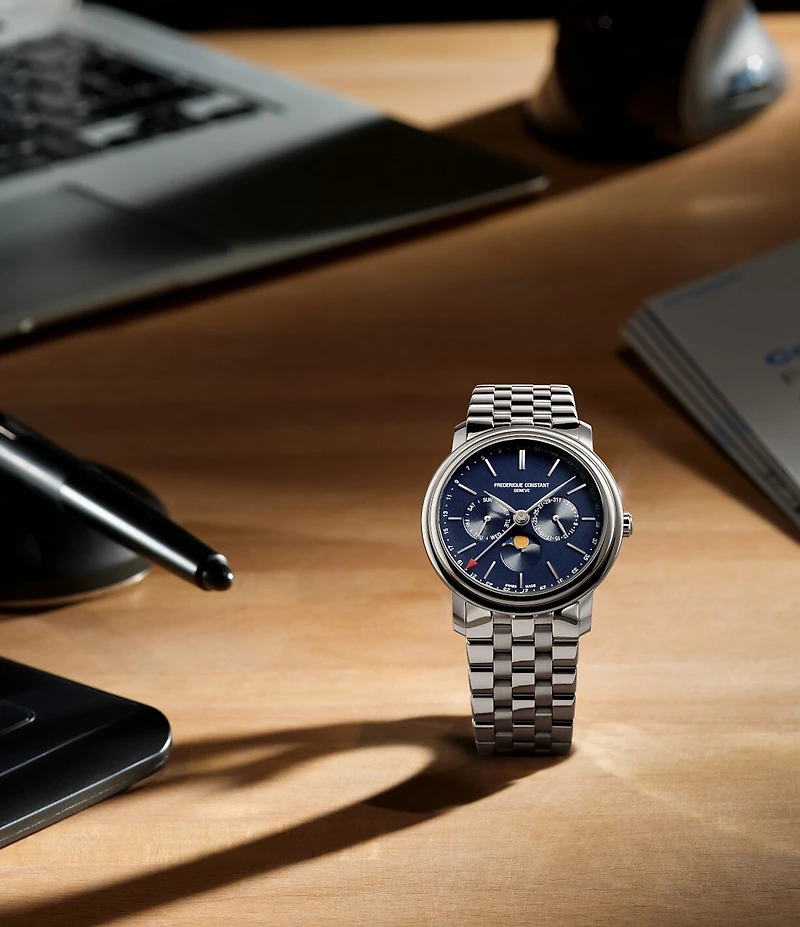 Frederique Constant Men's Classic Business Timer Quartz Chronograph Stainless Steel Bracelet Watch