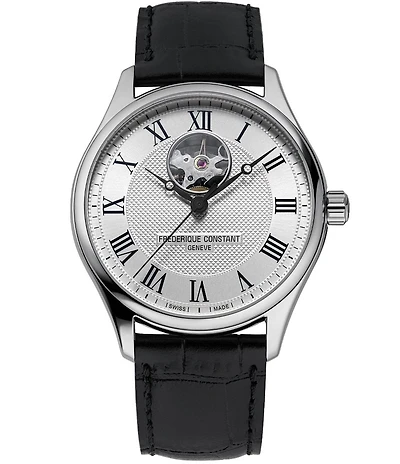 Frederique Constant Men's Classic Heartbeat Automatic Black Leather Strap Watch