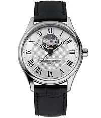 Frederique Constant Men's Classic Heartbeat Automatic Black Leather Strap Watch