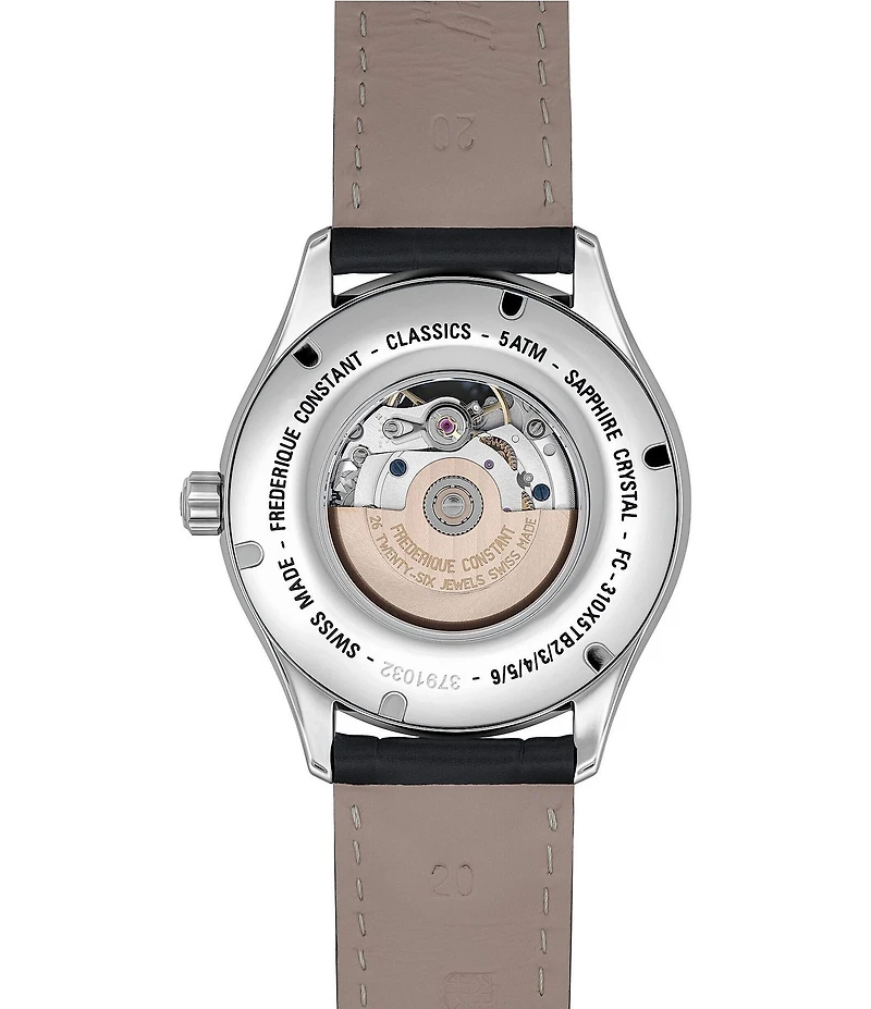 Frederique Constant Men's Classic Heartbeat Automatic Black Leather Strap Watch