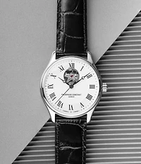 Frederique Constant Men's Classic Heartbeat Automatic Black Leather Strap Watch