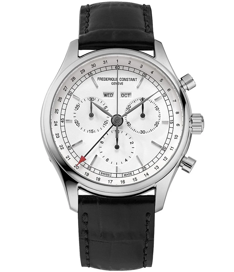 Frederique Constant Men's Frederique Constant Classic Quartz Chronograph Black Leather Strap Watch