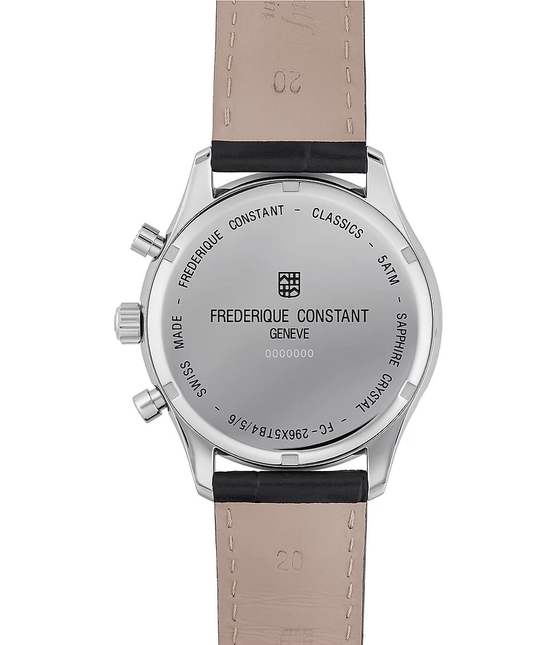 Frederique Constant Men's Frederique Constant Classic Quartz Chronograph Black Leather Strap Watch