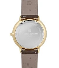 Frederique Constant Unisex Classics Quartz Analog Moonphase Brown Leather Strap Watch