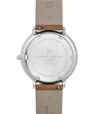 Frederique Constant Unisex Classics Quartz Analog Moonphase Light Brown Leather Strap Watch