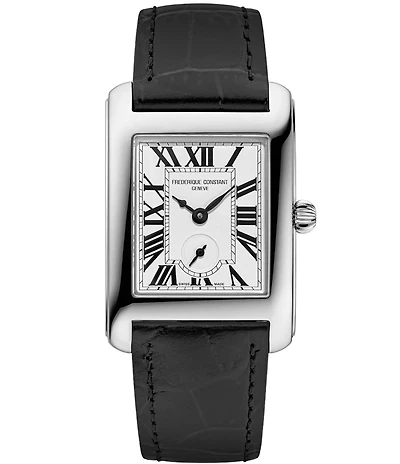 Frederique Constant Women's Classic Carree Quartz Analog Black Leather Strap Watch