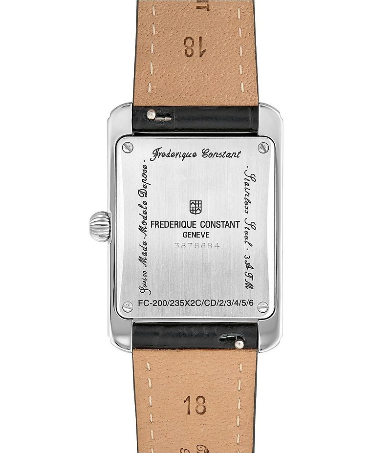 Frederique Constant Women's Classic Carree Quartz Analog Black Leather Strap Watch