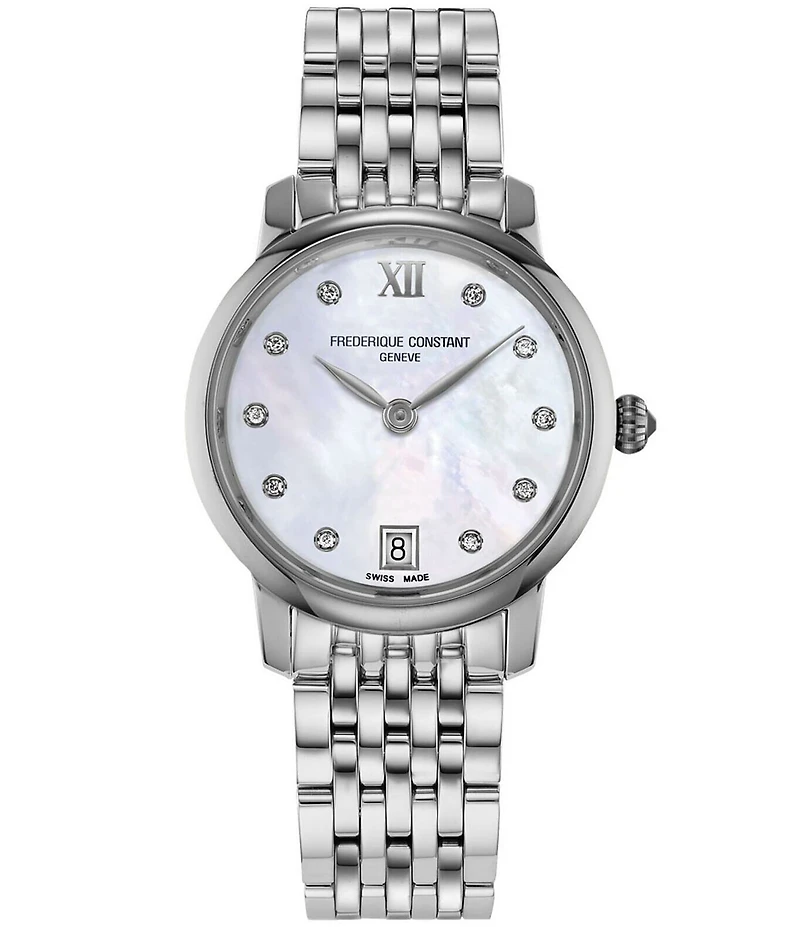 Frederique Constant Women's Classic Slimline Quartz Analog Stainless Steel Bracelet Watch