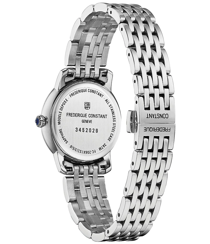 Frederique Constant Women's Classic Slimline Quartz Analog Stainless Steel Bracelet Watch