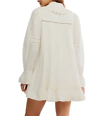 Free People 5 O'clock Tea Time Tie Neckline Long Sleeve Mini Dress