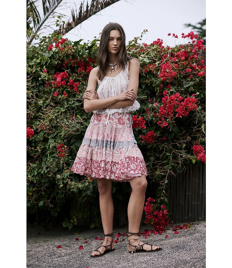 Free People Alana Scoop Neck Sleeveless Lace Tank