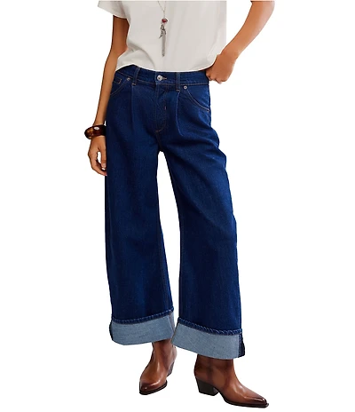 Free People Alia Mid Rise Wide Leg Denim Jeans
