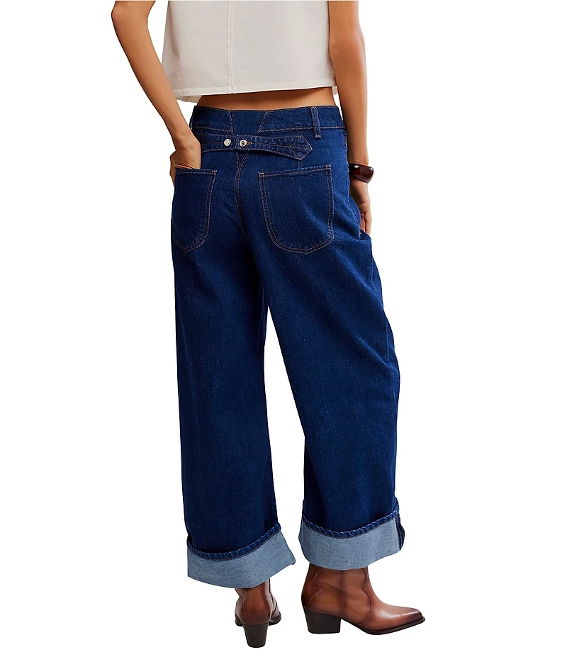 Free People Alia Mid Rise Wide Leg Denim Jeans