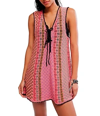 Free People Amalfi Twist V-Neck Sleeveless Knit Shift Mini Dress