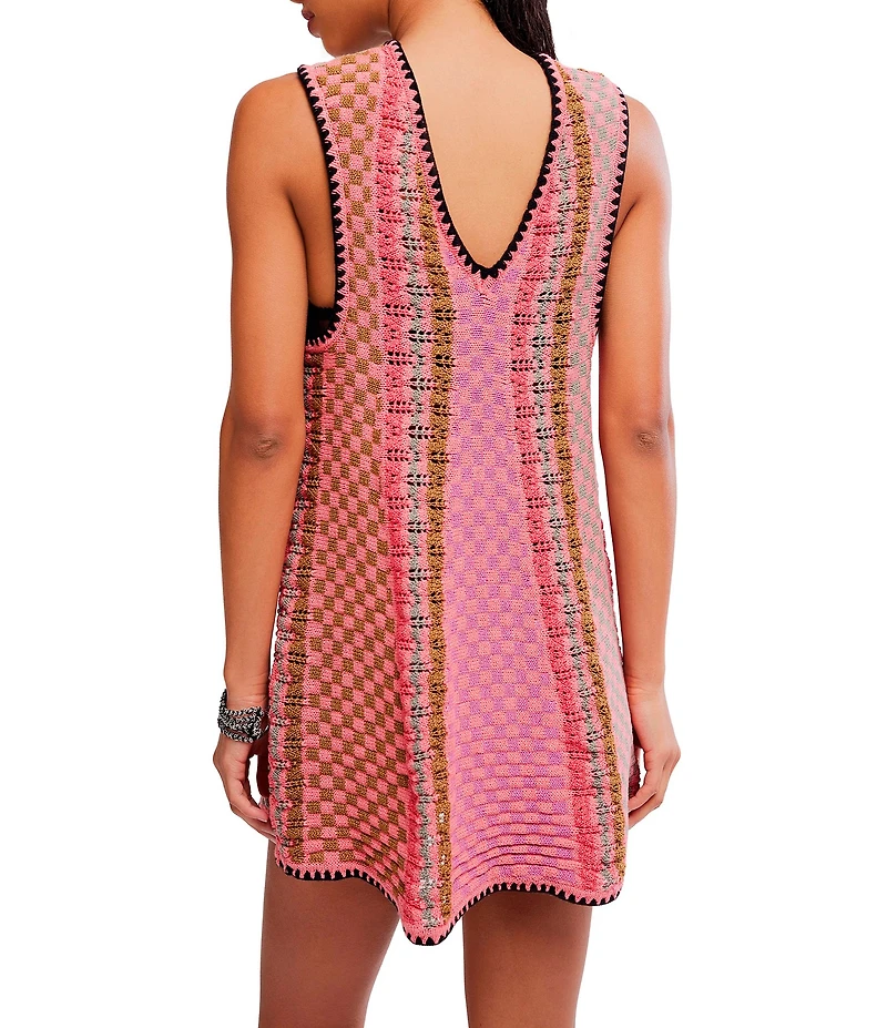 Free People Amalfi Twist V-Neck Sleeveless Knit Shift Mini Dress