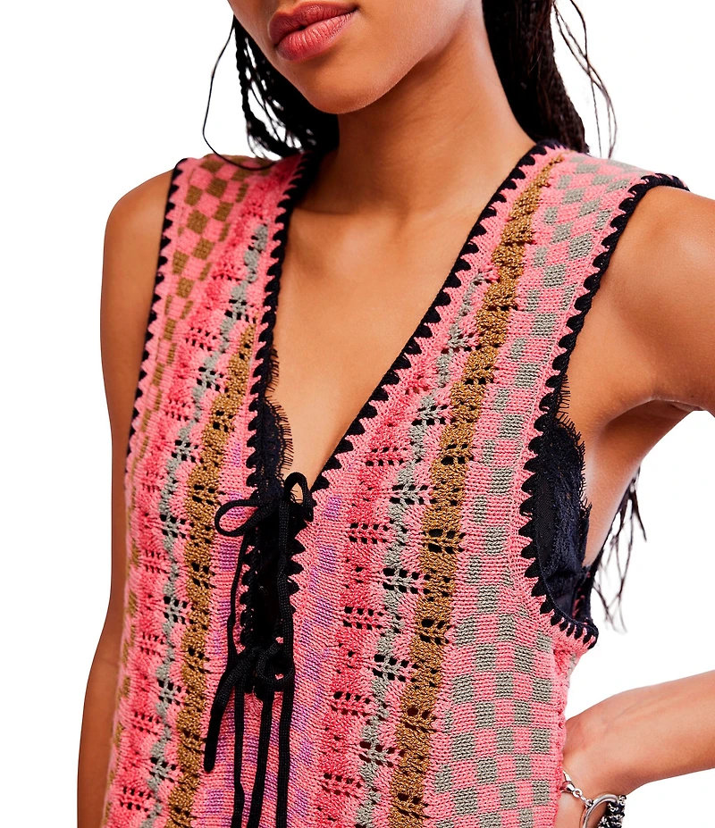 Free People Amalfi Twist V-Neck Sleeveless Knit Shift Mini Dress